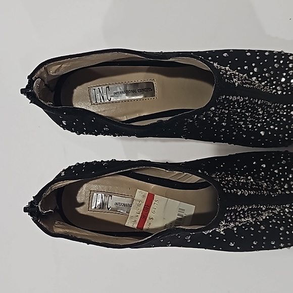 INC Black Suede with Rhinestone Booties Size 10 - Picture 8 of 15